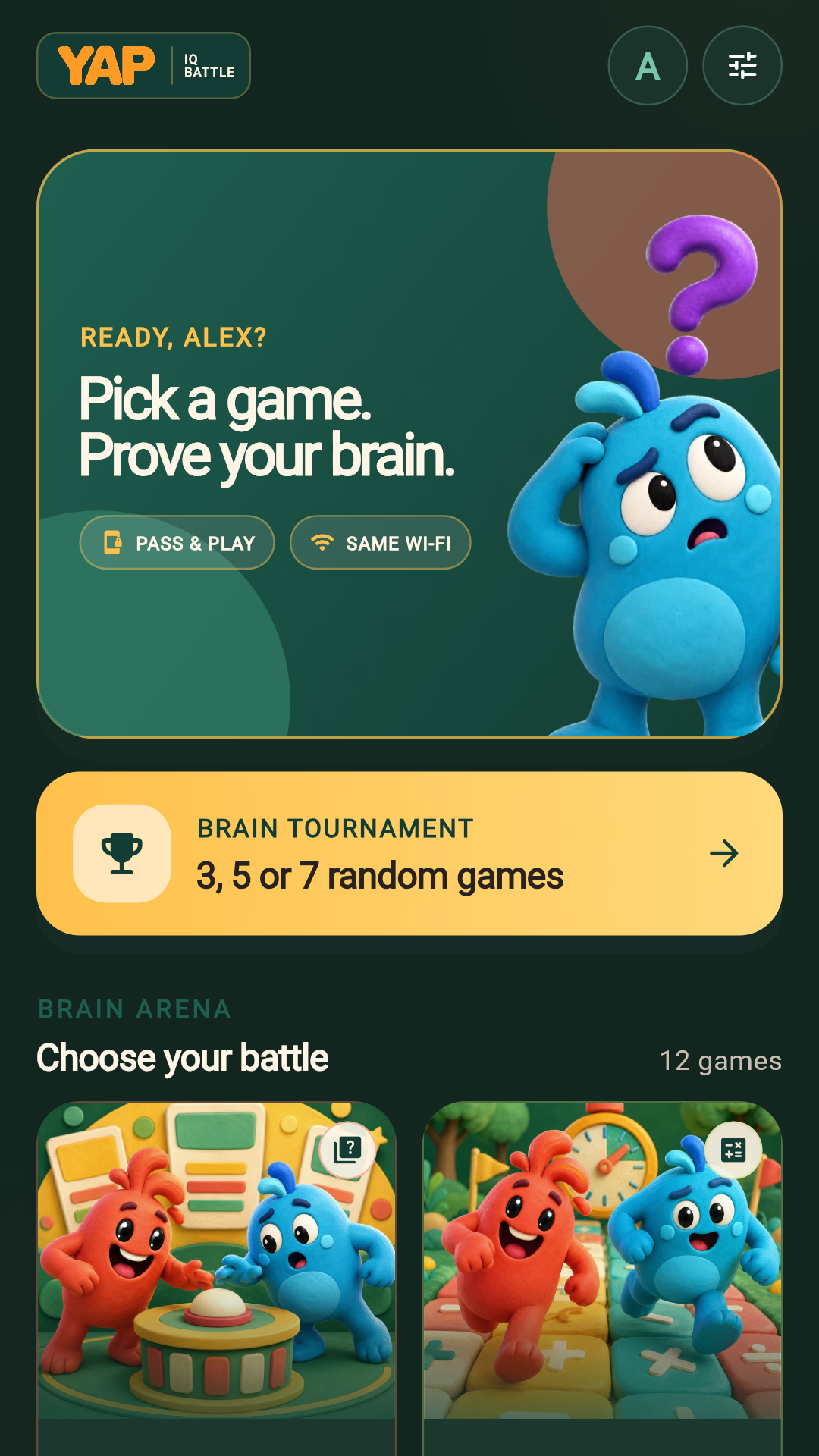 YAP: IQ Battle home screen preview